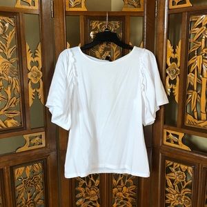 Ann Taylor Factory 100% Cotton Flutter Sleeve Top